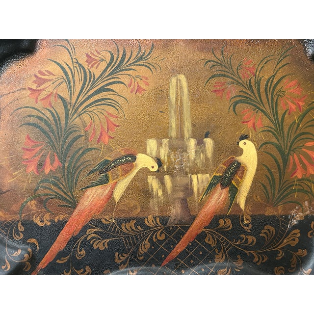 Chippendale Late 19th Century Decorated Tray For Sale - Image 3 of 5