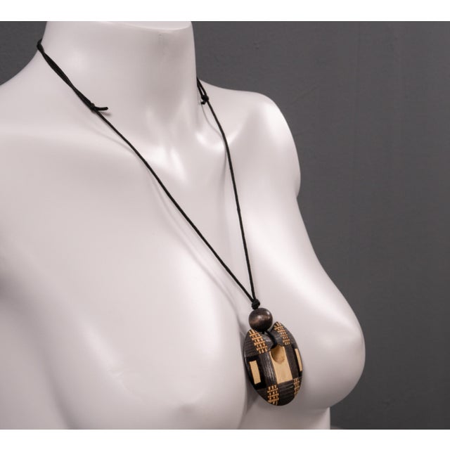 1980s Wooden Costume Jewelry Pendant, 1980s For Sale - Image 5 of 11