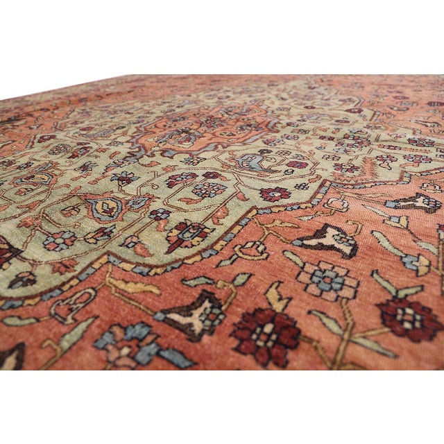 9'x12' Hand-Knotted Persian Ferahan Rug – Terracotta & Ivory For Sale - Image 10 of 11