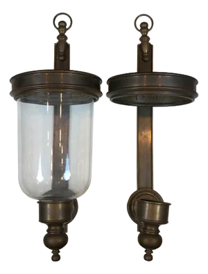 Set of 2 Ef Chapman Visual Comfort Brass Georgian Hurricane Candle Holder Sconces