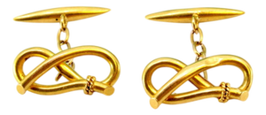 Yellow Gold Cufflinks with Bow-Shaped Wraps, Set of 2