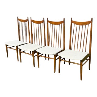 1960s Vintage Mid-Century Welzel Teak Dining Chairs - High-Back, Danish-Style, New Upholstery - Set of 4 For Sale
