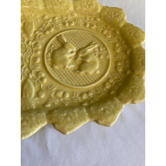 Boho Chic 1990s Bordallo Pinheiro Yellow Bunny Platter For Sale - Image 3 of 6