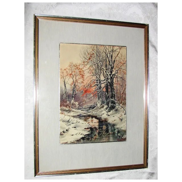 Mid 20th Century Original Watercolor Painting Warren Baumgartner 1894-1963 American For Sale - Image 5 of 11