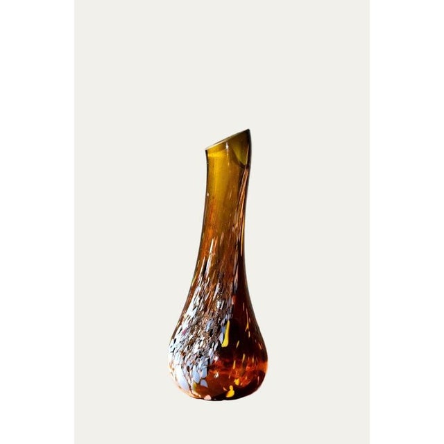 Free-Form Amber Art Glass Vase by Gyula Budveszel, Hungary, 1990s For Sale - Image 6 of 6