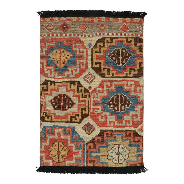 Rug & Kilim’s Tribal Style Rug With Primitivist Geometric Pattern and Medallions For Sale