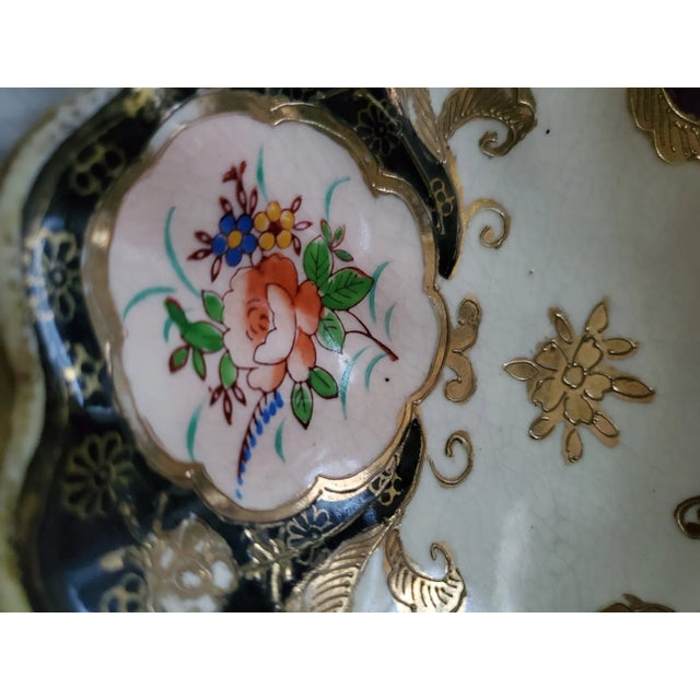 1940s 1940s Occupied Japan Era Three Bowl Candy Dish Hand-Painted Porcelain For Sale - Image 5 of 7