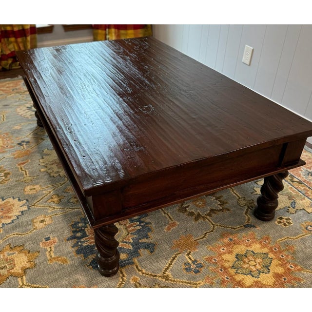 Mediterranean Spanish Revival Solid Wood Barley Twist Coffee Table 58" For Sale - Image 14 of 17