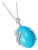 Late 20th Century 14K White Gold Diamond Turquoise Pendant Necklace For Sale