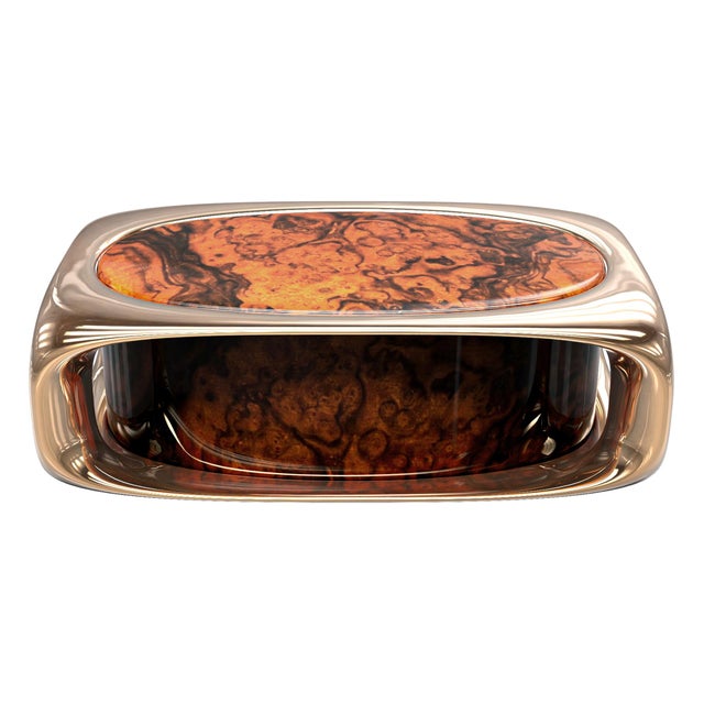 Art Deco "Gusto" Coffee Table With Bronze, Handmade For Sale - Image 3 of 4