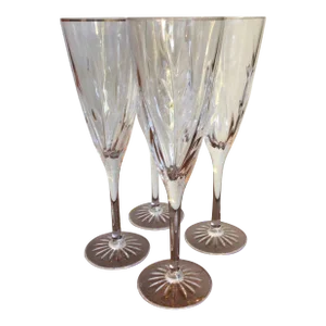 Vintage Mikasa Crystal Champagne Glasses Dune Grass Pattern Made in Germany Circa 1983 - Set of 4