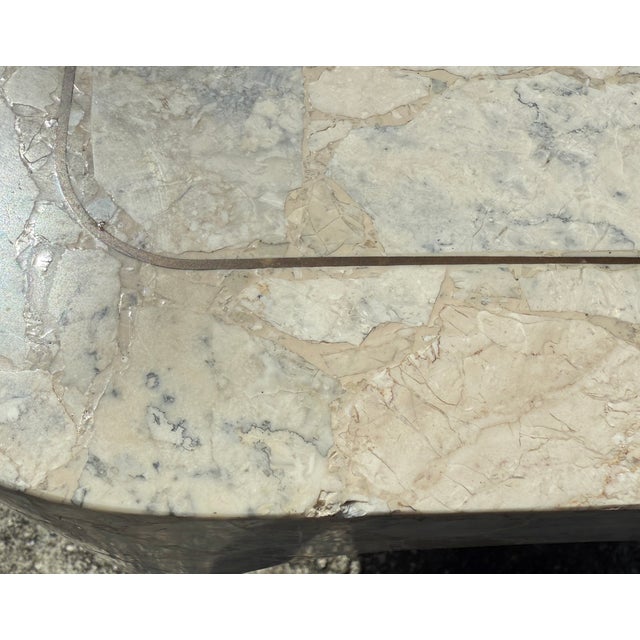 1980's Tessellated Stone With Inlaid Bronze Coffee Table For Sale - Image 9 of 9
