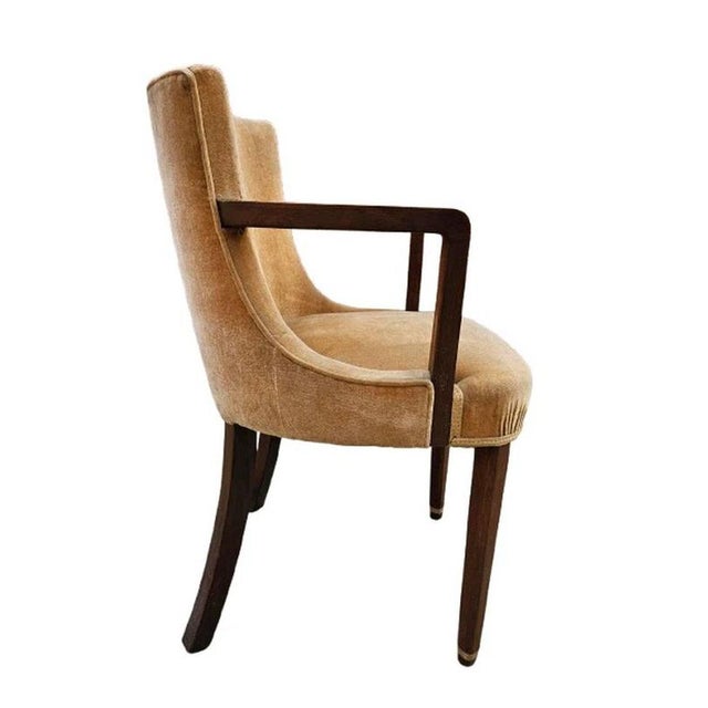 1930s Art Deco British Velvet Salon Armchair, 1930 For Sale - Image 5 of 10
