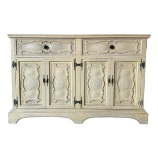 Vintage French Provincial Style Carved Wood Sideboard / Buffet Cabinet For Sale