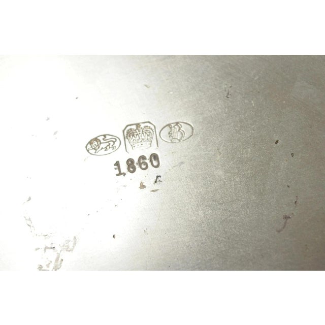 Antique English Victorian Silver Plated Ornate Oval Serving Platter Bar Tray For Sale - Image 10 of 11