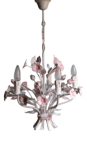 Vintage Italian Toleware Chandelier with Floral Motifs, 1960s