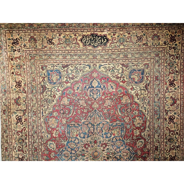 Ivory 19th Century Persian Kerman Lavar Rug, Handwoven Floral Pattern, Red & Ivory, 8’ X 11’ For Sale - Image 8 of 12