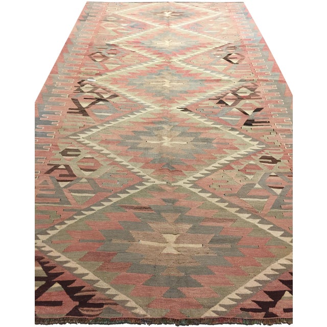 Contemporary Vintage Turkish Kilim Area Rug 5ft 2in X 10ft For Sale - Image 3 of 9