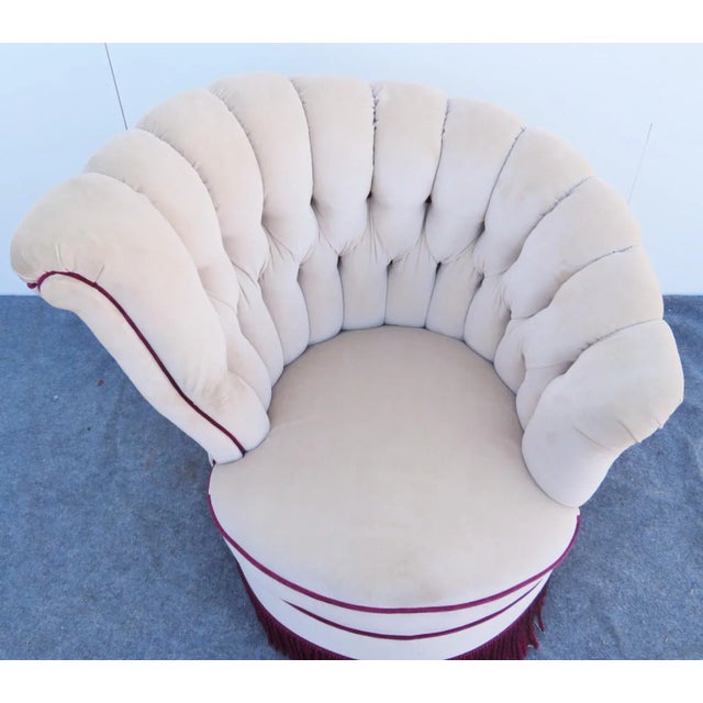 Mid 20th Century Hollywood Regency Mohair Tufted Club Chair For Sale In Philadelphia - Image 6 of 8
