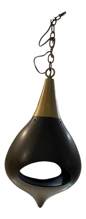 1960s Cool Ceramic Atomic Lamp Modern Pendant Black & Gold