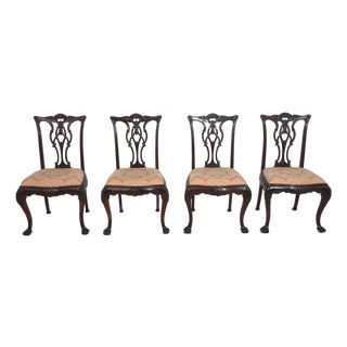 Set of 4 Antique Chippendale Style Mahogany Dining Chairs For Sale
