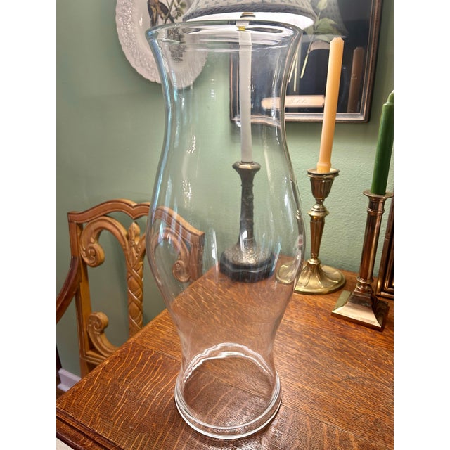 Blenko Vintage Blenko Cw10 Williamsburg Reproduction Hand Blown 18” Glass Hurricane For Sale - Image 4 of 9