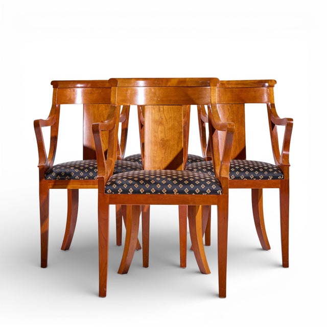 Baker Furniture Solid Cherry Wood Regency Dining Chairs - Set of 4 Each chair measures: 22.75 wide x 23 deep x 35.25...