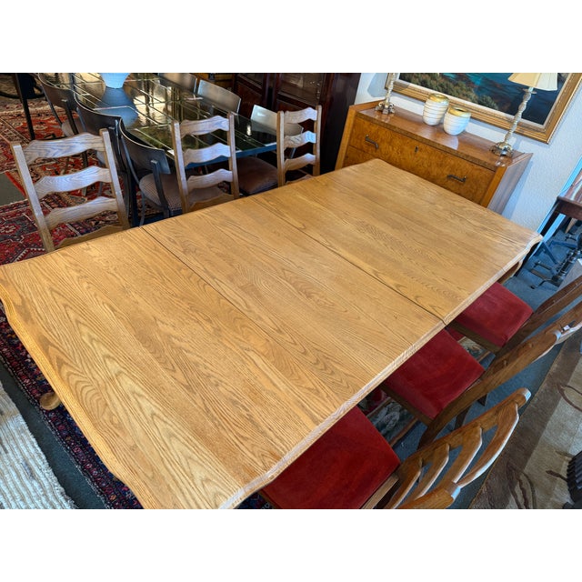 Queen Anne Extension Dining Room Extension Table + Six Dining Chairs Set For Sale - Image 14 of 15