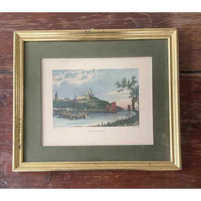 Wood Framed and Matted Landscape Illustration of Saint Florent, a Corsican Port - Art by Deroy For Sale - Image 7 of 7