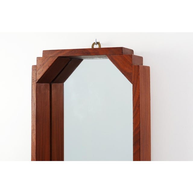 Art Deco Geometric Octagonal Wooden Mirror, Italy, 1920s For Sale - Image 3 of 12