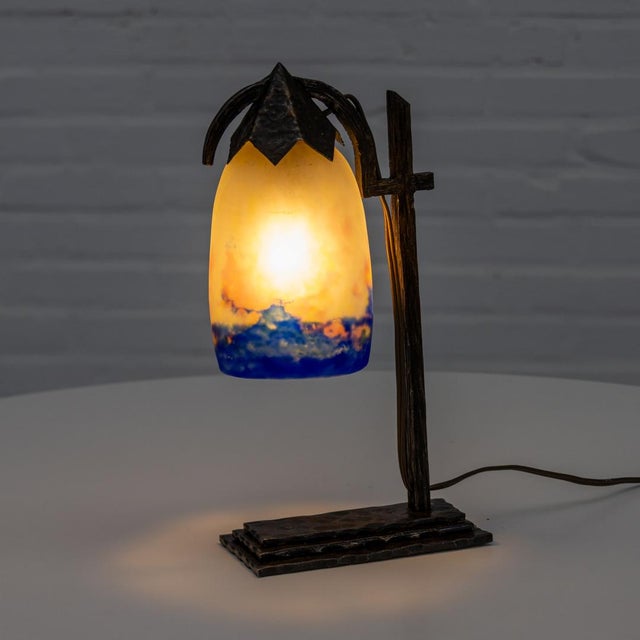 French Art Deco Table Lamp from Verrerie d'Art Degué, 1930s For Sale - Image 6 of 18