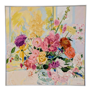 1970s Romey T. Brough (1944-) Modernist Floral Still Life