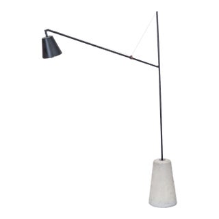 Eq3 Modern Black Floor Lamp With Concrete Base For Sale