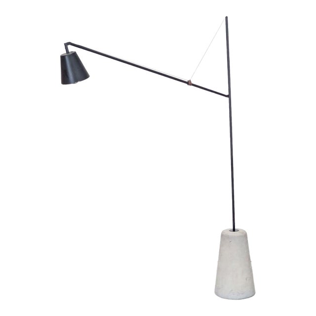 Eq3 Modern Black Floor Lamp With Concrete Base For Sale