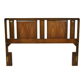 Vintage Mid Century Modern Sculpted Walnut Bed Headboard Full Queen Size For Sale