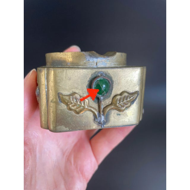 Antique Chinese Export Brass Jeweled Personal Ashtray - Cigarette Rest For Sale - Image 10 of 12