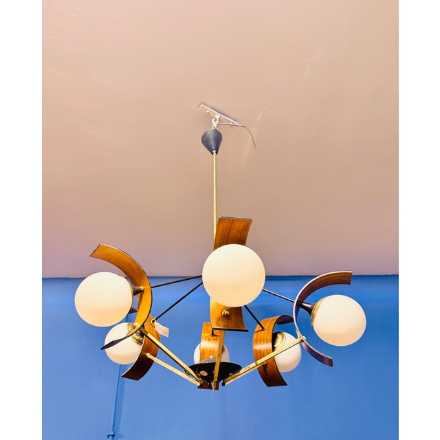 Mid-Century Modern Space Age Chandelier from Stilnovo Milano, 1950 For Sale - Image 3 of 7