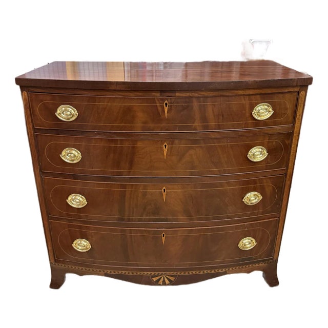 American 1800-1810 Bowfront Chest of Drawers. For Sale