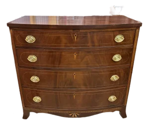 American 1800-1810 Bowfront Chest of Drawers.