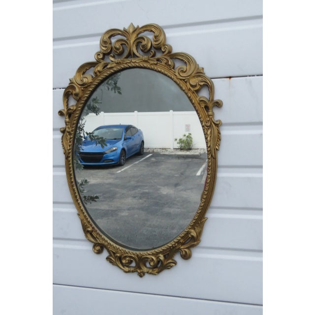 Late 20th Century French Carved Painted Gold Wall Dresser Bathroom Vanity Mirror For Sale - Image 5 of 10