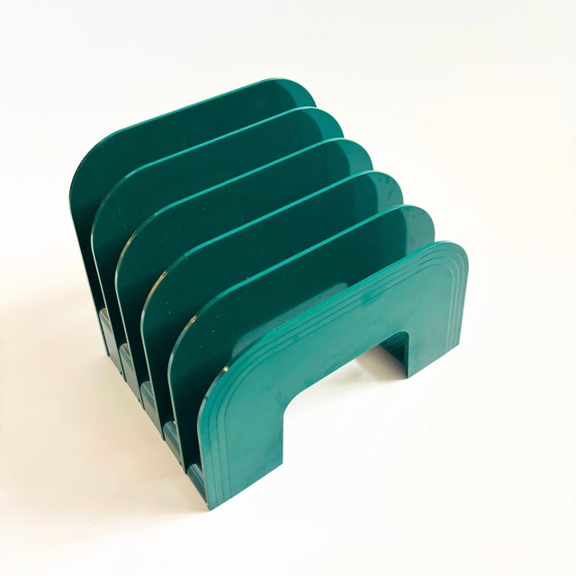 Postmodern Vintage 1990s Eldon Green Plastic Desk Organizer For Sale - Image 3 of 12
