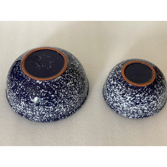 1970s Two Spattered Cobalt Blue Ceramic Bowls For Sale In Miami - Image 6 of 6