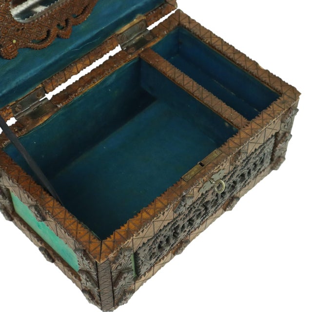 Vintage Wooden Sewing Box, 1928 For Sale - Image 10 of 12