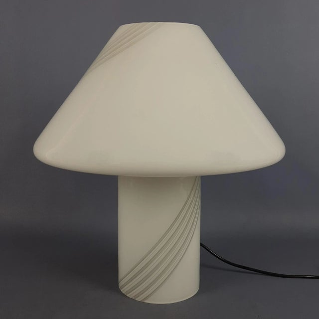 Modern Striped Opal Murano Glass Mushroom Lamp, 1970s For Sale - Image 16 of 16