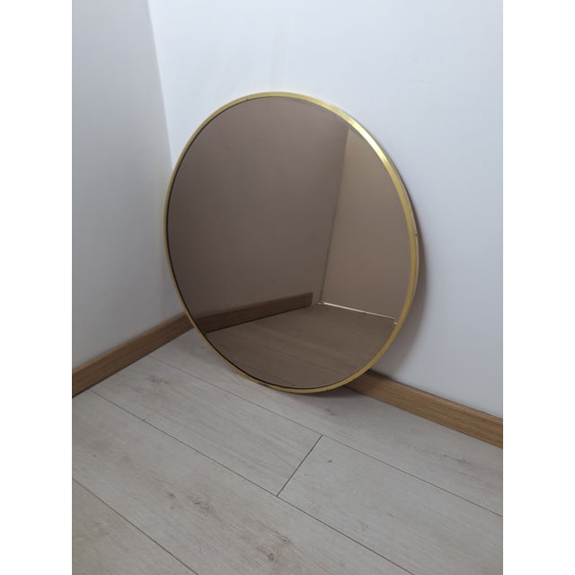 Mid-Century Modern Vintage Mirror with Round Brass Frame, 1950s For Sale - Image 3 of 10