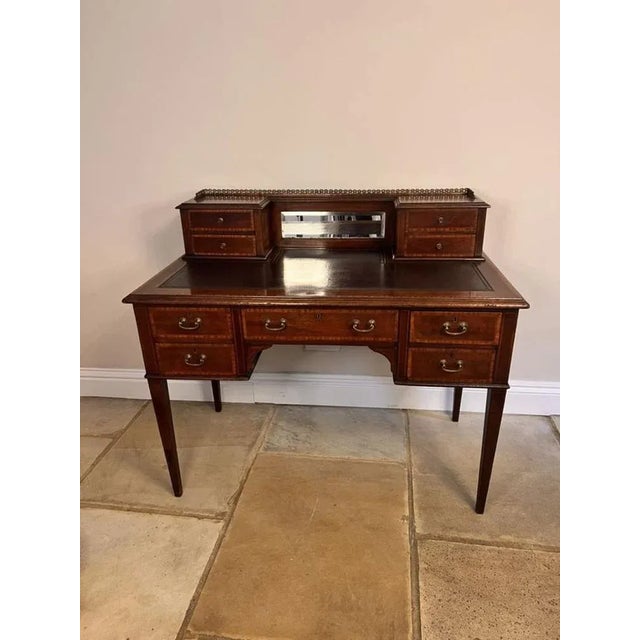 Antique Edwardian Mahogany Inlaid Writing Desk, 1900 For Sale - Image 10 of 10