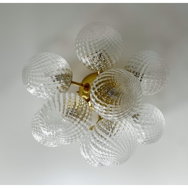 Italian 21st Century Camilia Polished Brass Clear Balloton Globe Flush Mount by Fabio LTD For Sale - Image 3 of 8