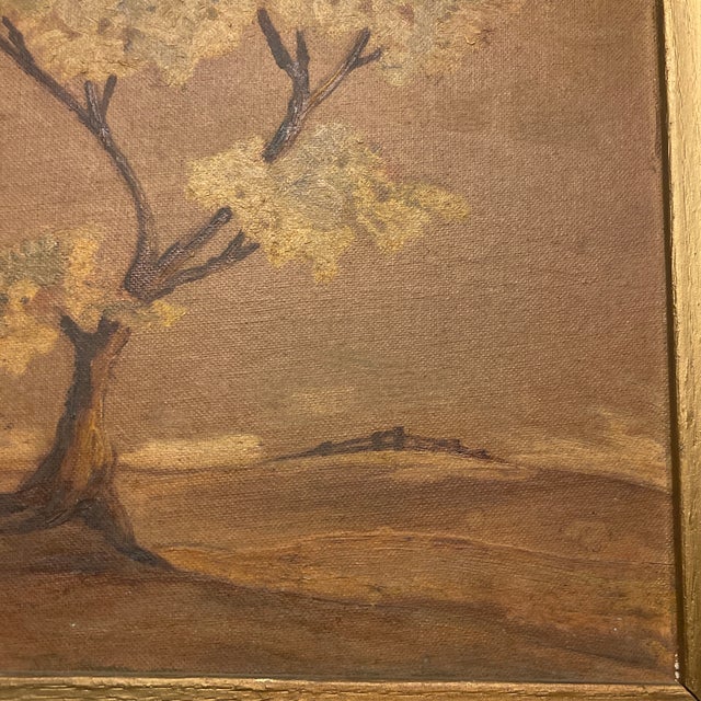 Farmhouse Early 20th Century Tonalist Landscape Painting With Solitary Tree, Gilt Frame For Sale - Image 3 of 7