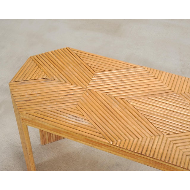 Organic Modern Pencil Reed Rattan Waterfall Console Table For Sale In Sacramento - Image 6 of 18