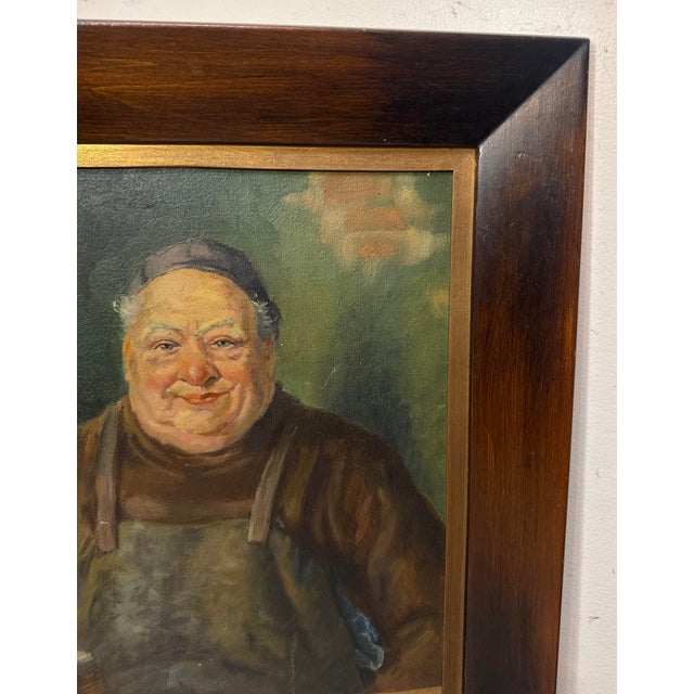 Paint Vintage Original Realistic Monk With Stein Friar Religious Oil Painting on Board For Sale - Image 7 of 10